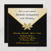 Elfenbeingoldschwarz Party Einladung (Vorne/Hinten)