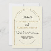 Elfenbeingoldverspielte, einzigartige Kalligraphie Einladung (Vorderseite)