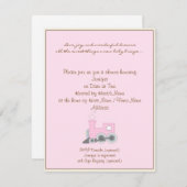 Elfenbeingrenze Rosa Train Babydusche Einladung (Vorne/Hinten)