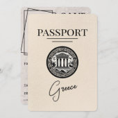 Elfenbeingriechischer Pass Save the Date Karte (Vorne/Hinten)