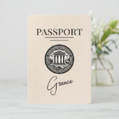 Elfenbeingriechischer Pass Save the Date Karte (Stehend Vorderseite)