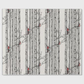 Elfenbeingroße Birkenbäume und Vögel des Roten Kar Geschenkpapier (Flach)