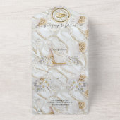 Elfenbeingrün-goldene Perlen auf einer Hochzeit All In One Einladung (Außenbereich)