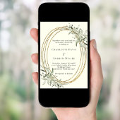 Elfenbeingrün Goldrahmen Hochzeit Einladung