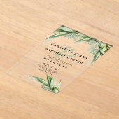 Elfenbeingrüne Blattblumenampere und Hochzeit Acryleinladungen (Ablage )