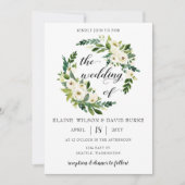 Elfenbeingrüne Rosenblütenhochzeit Einladung (Vorderseite)