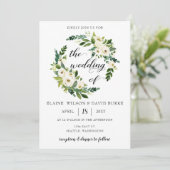 Elfenbeingrüne Rosenblütenhochzeit Einladung (Stehend Vorderseite)