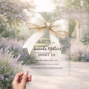 Elfenbeingrüssel elegant klar Luxus Sweet 16 Acryleinladungen