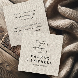 Elfenbeinhellbeige sieht elegant aus Logo minimali Quadratische Visitenkarte