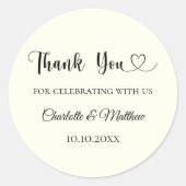 Elfenbeinherz danke Ihnen Hochzeit Runder Aufkleber (Vorderseite)