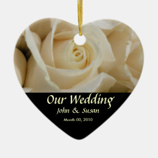 Elfenbeinherz-Rose Hochzeitsfeier Keramik Ornament