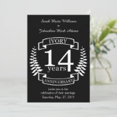 Elfenbeinhochzeit 14 Jahre Einladung (Stehend Vorderseite)