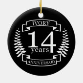 Elfenbeinhochzeit 14 Jahre Keramikornament (Hinten)