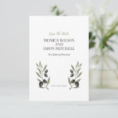 Elfenbeinhochzeit Einladung mit einfachem schwarze (Stehend Vorderseite)