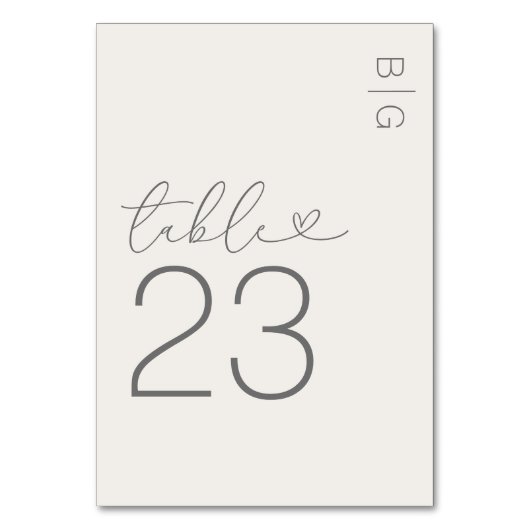Elfenbeinhochzeit Tischnummer (Vorderseite)
