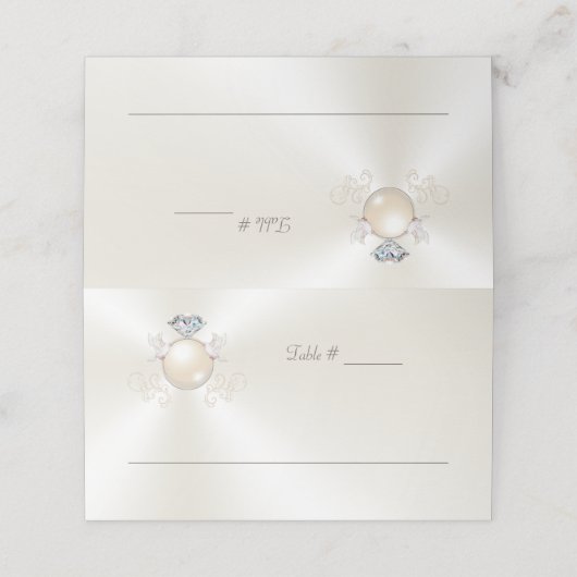 Elfenbeinhochzeit Tischnummern und Platzkarten Com (Außenseite Aufgefaltet)