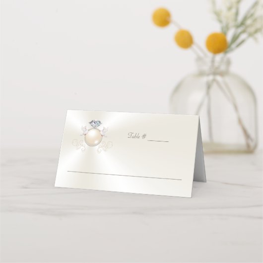 Elfenbeinhochzeit Tischnummern und Platzkarten Com (Rückseite)