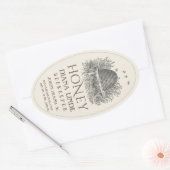 Elfenbeinhonigetikett (Vintages Skep) Ovaler Aufkleber (Umschlag)