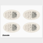 Elfenbeinhonigetikett (Vintages Skep) Ovaler Aufkleber (Blatt)