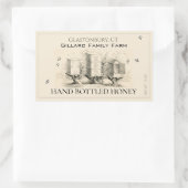 Elfenbeinhoniglabel (drei Bienenstöcke) Rechteckiger Aufkleber (Tasche)