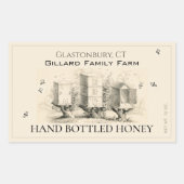 Elfenbeinhoniglabel (drei Bienenstöcke) Rechteckiger Aufkleber (Vorderseite)