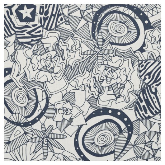 Elfenbeinindigo Stoff (Muster)