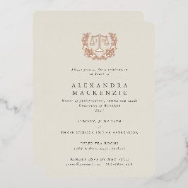 Elfenbeinjordeskala+Laurel Wreath Graduation Party Folieneinladung