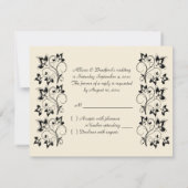 Elfenbeinkarte und schwarze R.S.V.P. RSVP Karte (Rückseite)