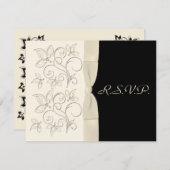 Elfenbeinkarte und schwarze R.S.V.P. RSVP Karte (Vorne/Hinten)
