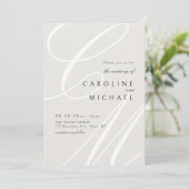 Elfenbeinklassik Elegante Kalligraphie-Monogramm-H Einladung (Stehend Vorderseite)