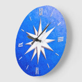 Elfenbeinkompass-Rose - Saphirglas-Hintergrund Große Wanduhr (Winkel)