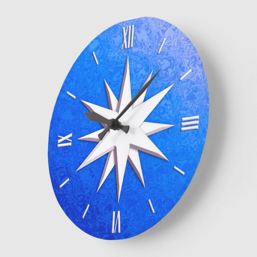 Elfenbeinkompass-Rose - Saphirglas-Hintergrund Große Wanduhr (Winkel)