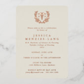 Elfenbeinkranke Caduceus+Laurel Wreath Folieneinladung (Vorderseite)