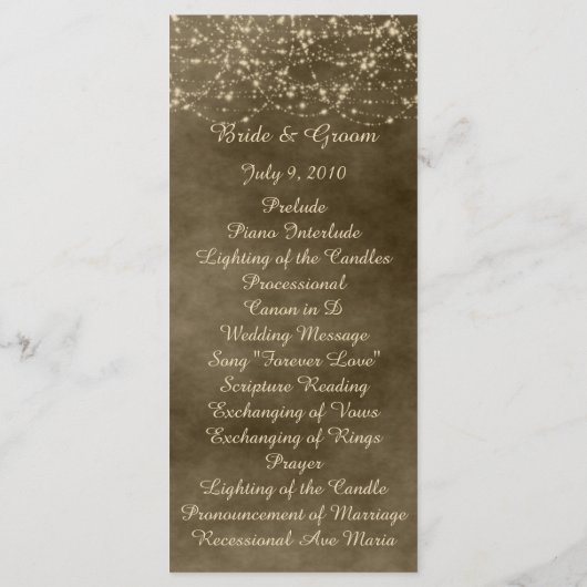 Elfenbeinküche Hochzeitsprogrammkarte Programm (Rückseite)