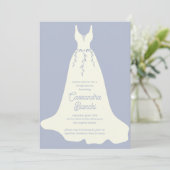 Elfenbeinküche und Lila Hochzeitskleid Brautparty Einladung (Stehend Vorderseite)