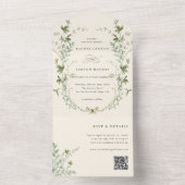 Elfenbeinkühe Elegante Wildblume QR Code Hochzeit All In One Einladung (Innen Boden)
