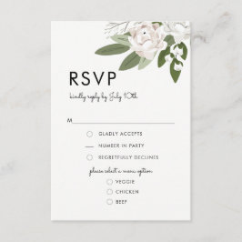 Elfenbeinkühe und Blush-Hochzeitssrigs, UAWG Menu  RSVP Karte