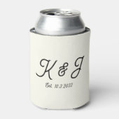 Elfenbeinkühl Mit Monogramm Gastgeschenk Hochzeit Dosenkühler (Kanne Vorderseite)