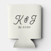 Elfenbeinkühl Mit Monogramm Gastgeschenk Hochzeit Dosenkühler (Rückseite)