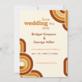 Elfenbeinkühne Retro 1970er Hochzeit speichern Sie (Vorderseite)