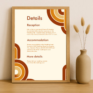 Elfenbeinkühne Retro-Hochzeit der 1970er Jahre Begleitkarte