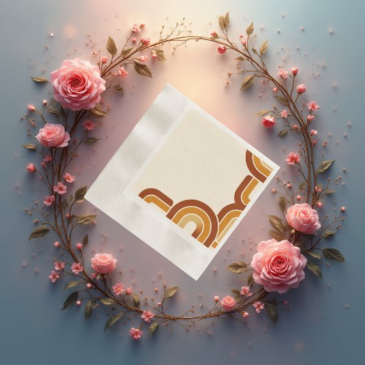 Elfenbeinkühne Retro-Hochzeit der 1970er Jahre Serviette