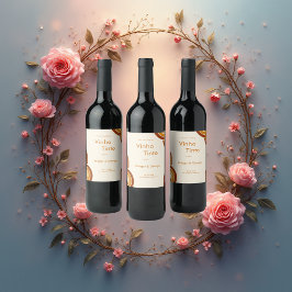 Elfenbeinkühne Retro-Hochzeit der 1970er Jahre Weinetikett