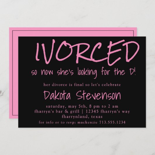 Elfenbeinkühne und Suche nach D | Party Scheidung Einladung (Vorne/Hinten)