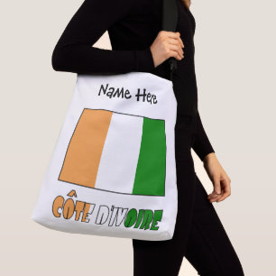 Elfenbeinküste Côte d'Ivoire Flagge Schwarz Person Tragetaschen Mit Langen Trägern