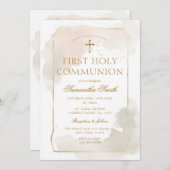 Elfenbeinküste Gold Cross Erste heilige Kommune Einladung (Vorne/Hinten)