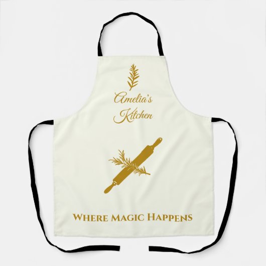 Elfenbeinküste mit dunklem Gold-Rolling-Button und Schürze (Vorderseite)