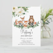 Elfenbeinküste Niedliche Waldtiere zum Geburtstag Einladung (Stehend Vorderseite)