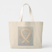 Elfenbeinküste oder Creme Awareness Ribbon Art Tot Jumbo Stoffbeutel (Rückseite)