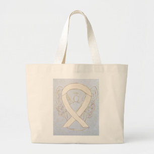 Elfenbeinküste oder Creme Awareness Ribbon Art Tot Jumbo Stoffbeutel